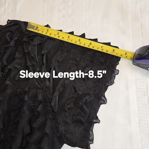 George Black Stretchy Top 4X 26/28W Tiered Ruffles Frilly Comfy Goth Witchy - Picture 15 of 15